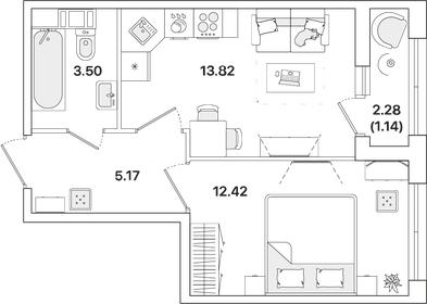 36,1 м², 1-комнатная квартира 9 403 192 ₽ - изображение 12