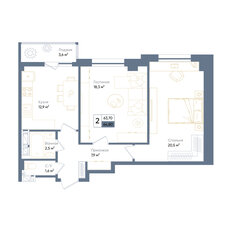 Квартира 66,8 м², 2-комнатная - изображение 2