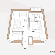 Квартира 35,5 м², 1-комнатная - изображение 4