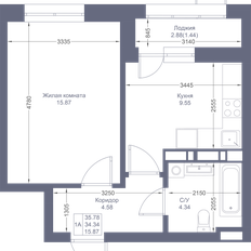 Квартира 35,8 м², 1-комнатная - изображение 2