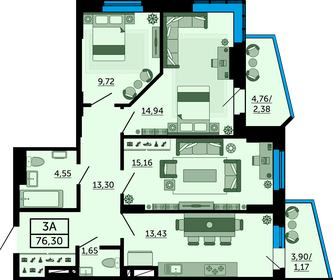 77,1 м², 3-комнатная квартира 9 863 680 ₽ - изображение 27