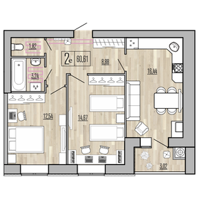 60,7 м², 2-комнатная квартира 4 493 120 ₽ - изображение 59