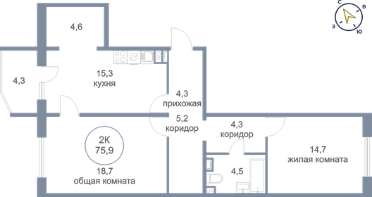 76,6 м², 2-комнатная квартира 6 900 000 ₽ - изображение 14