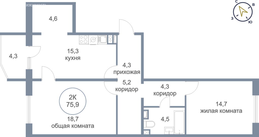 Варианты планировок ЖК «Яркий» - планировка 9