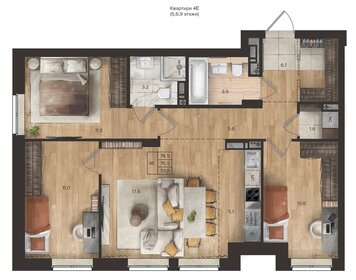 55 м², 1-комнатная квартира 2 500 ₽ в сутки - изображение 14