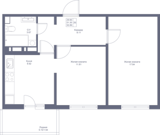 52,9 м², 2-комнатная квартира 7 986 390 ₽ - изображение 40