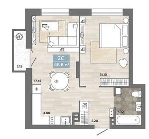 49,3 м², 2-комнатная квартира 7 490 000 ₽ - изображение 50