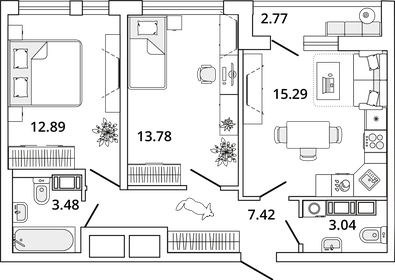 63,1 м², 2-комнатная квартира 16 900 000 ₽ - изображение 11