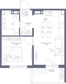 35,4 м², 1-комнатная квартира 6 686 820 ₽ - изображение 29