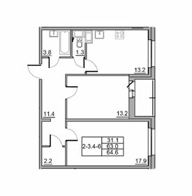 Квартира 64,6 м², 2-комнатная - изображение 5