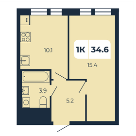 34,4 м², 1-комнатная квартира 3 950 000 ₽ - изображение 8