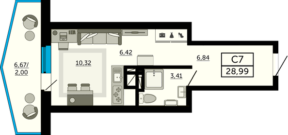 27,6 м², квартира-студия 4 196 720 ₽ - изображение 15