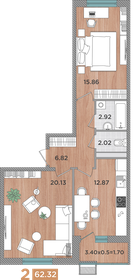 Квартира 64 м², 2-комнатная - изображение 1