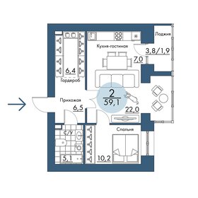 Квартира 59,1 м², 2-комнатная - изображение 1