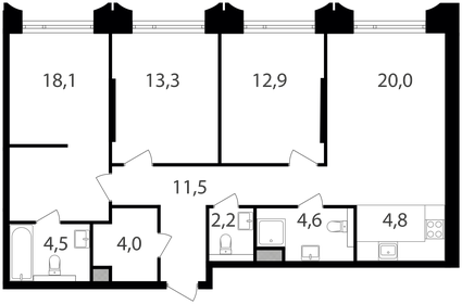 104 м², 4-комнатная квартира 35 100 000 ₽ - изображение 103