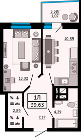 Квартира 38,2 м², 1-комнатная - изображение 1