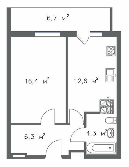 43 м², 1-комнатная квартира 4 252 050 ₽ - изображение 7