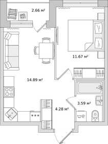 34,6 м², 1-комнатная квартира 5 435 314 ₽ - изображение 3