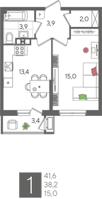 41,6 м², 1-комнатная квартира 7 492 160 ₽ - изображение 10