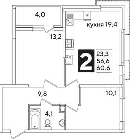 61,1 м², 2-комнатная квартира 10 356 450 ₽ - изображение 42