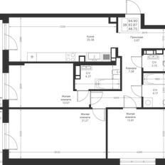 Квартира 94,9 м², 3-комнатная - изображение 2