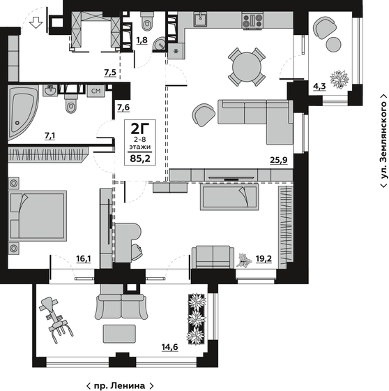 94,6 м², 2-комнатная квартира 13 300 000 ₽ - изображение 1