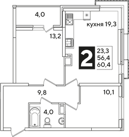 60,4 м², 2-комнатная квартира 7 525 840 ₽ - изображение 5