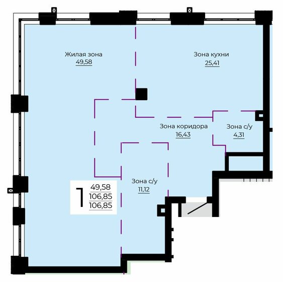 106,9 м², 1-комнатная квартира 32 204 252 ₽ - изображение 1