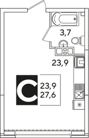 Квартира 27,6 м², студия - изображение 2