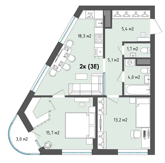 64,9 м², 2-комнатная квартира 8 043 060 ₽ - изображение 1