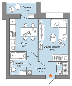 Квартира 37 м², 1-комнатная - изображение 1