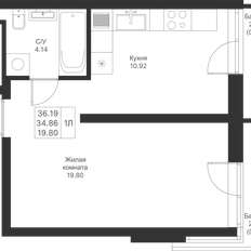 Квартира 36,2 м², 1-комнатная - изображение 3