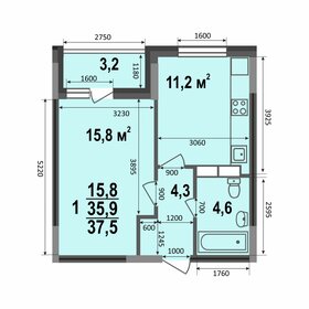 37,5 м², 1-комнатная квартира 3 562 500 ₽ - изображение 24