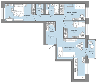 79 м², 4-комнатная квартира 8 118 738 ₽ - изображение 28