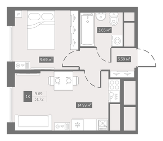 31,4 м², 1-комнатная квартира 4 300 000 ₽ - изображение 86