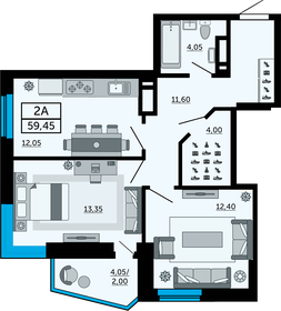 60 м², 2-комнатная квартира 7 300 000 ₽ - изображение 63