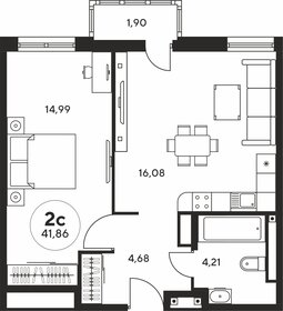 Квартира 41,7 м², 2-комнатная - изображение 1