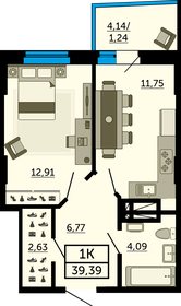 36,7 м², 1-комнатная квартира 4 984 400 ₽ - изображение 31