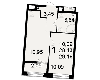 Квартира 29,2 м², студия - изображение 1