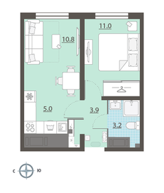 Квартира 33,9 м², 1-комнатная - изображение 1