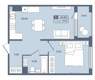 55 м², 1-комнатная квартира 7 100 000 ₽ - изображение 86