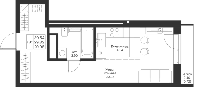 32 м², квартира-студия 7 950 000 ₽ - изображение 68