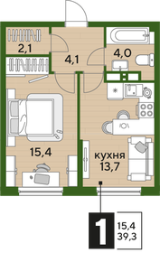 39,3 м², 1-комнатная квартира 5 533 440 ₽ - изображение 15