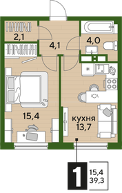 Квартира 39,3 м², 1-комнатная - изображение 2