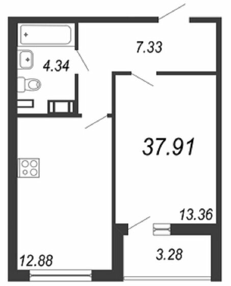 37,9 м², 1-комнатная квартира 13 892 000 ₽ - изображение 1