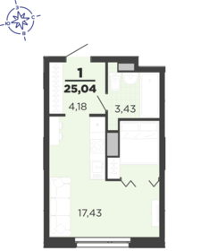 Квартира 25 м², студия - изображение 1