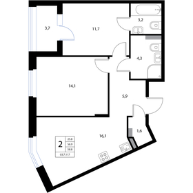 56,7 м², 3-комнатная квартира 6 800 000 ₽ - изображение 77