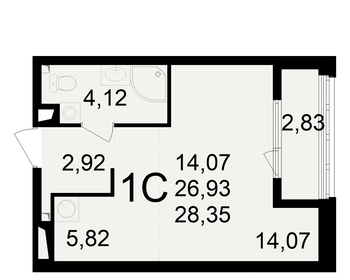 Квартира 28,4 м², студия - изображение 1