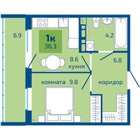 Квартира 36,3 м², 1-комнатная - изображение 1