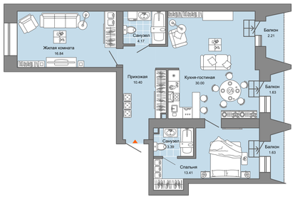 Квартира 79 м², 3-комнатная - изображение 1